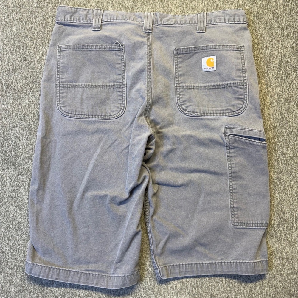 Carhartt Mens Relaxed Fit Canvas Carpenter Shorts Gray Size 36 Workwear Utility